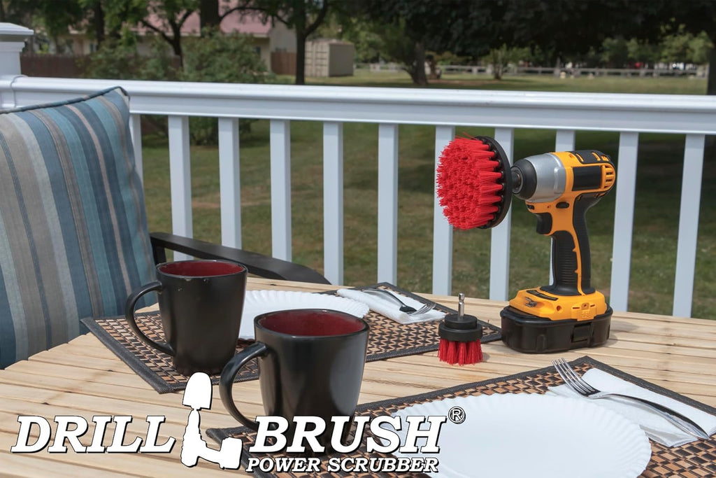 Drill Brush Outdoor Cleaning Attachment - Porch and Patio Scrubbing Tools