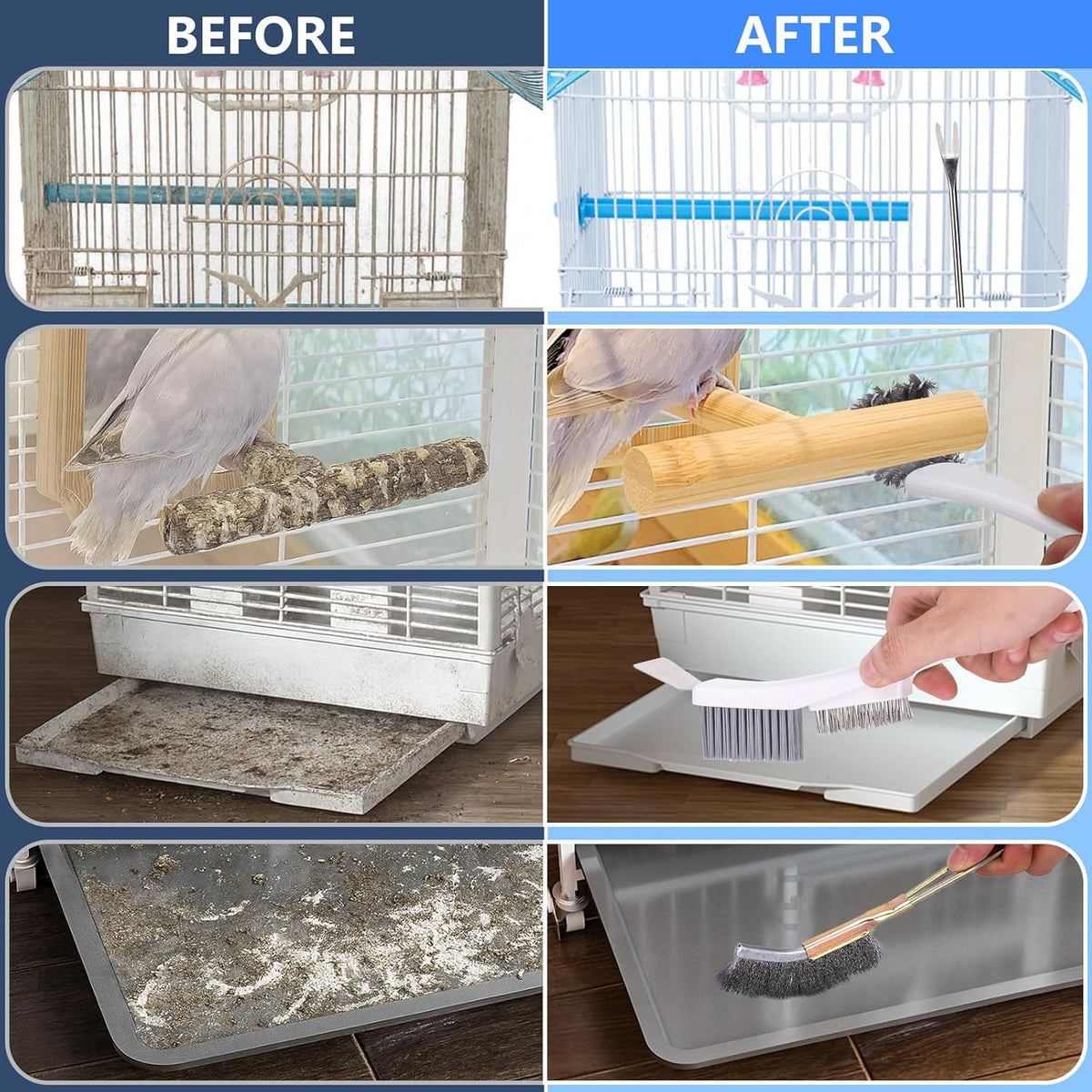 XANGNIER Bird Cage Cleaner Brush Kit Accessories,4 Pcs