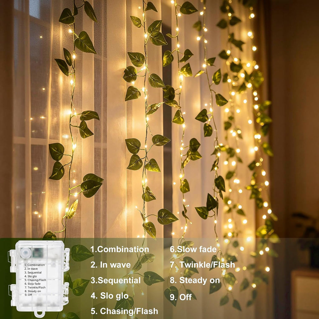 Vine Fairy Lights, 6.5FT 40 LEDs Pothos String Lights Indoor, 2 Pack