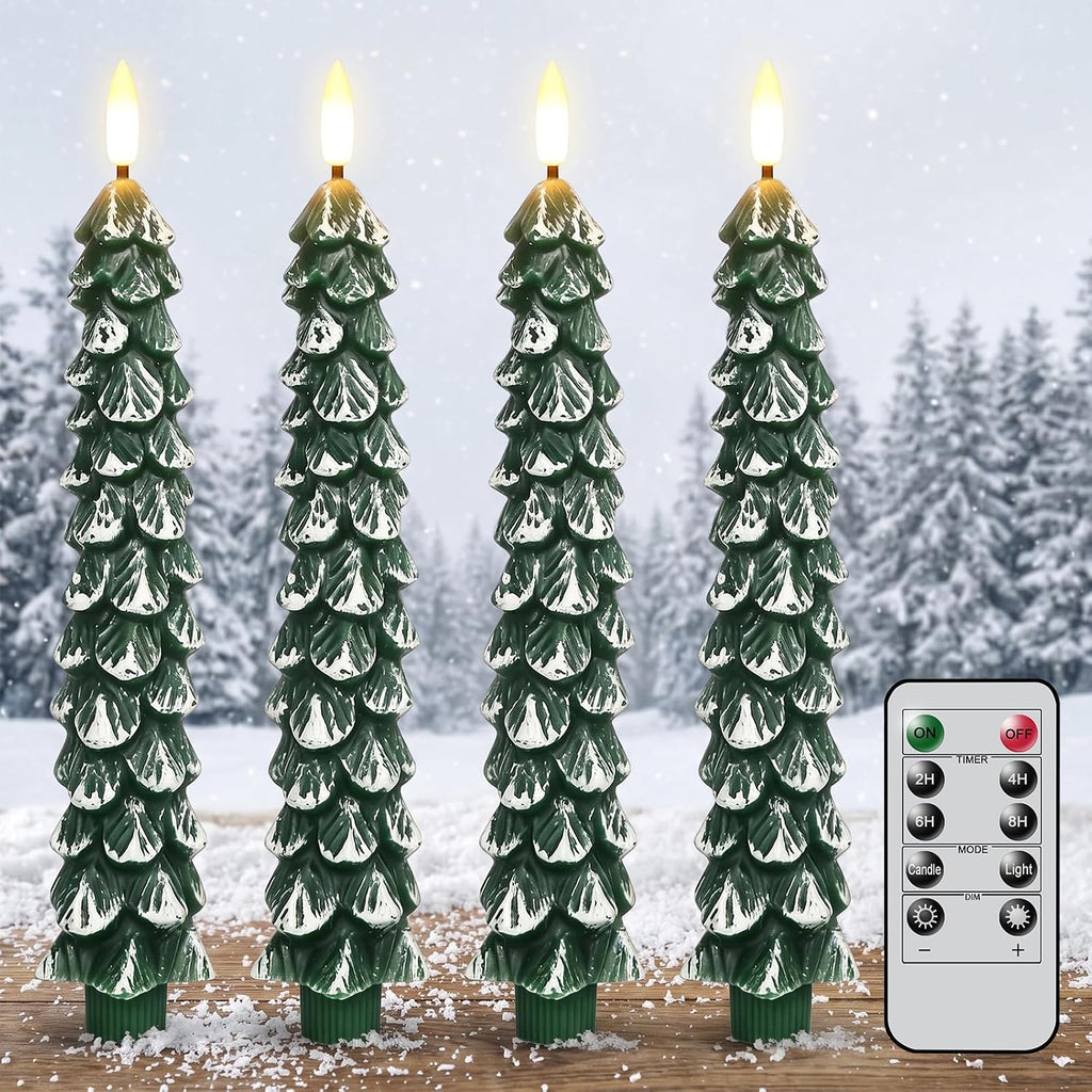 Christmas Tree Flameless Taper Candles Battery Operated Remote Timer