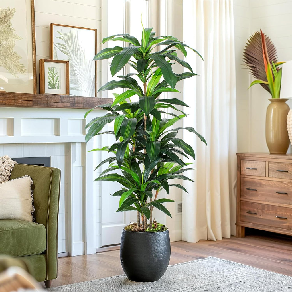 Yepdin 5 FT Dracaena Tree Artificial, Fake Tree with Plastic Pot, Faux Tropical Yucca Floor Plant Lifelike Foliage and Branches, Artificial Plants Indoor for Home Office Living Room Decor Indoor