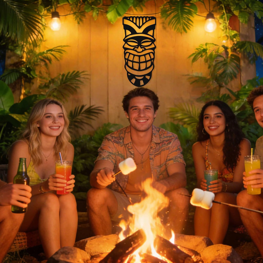 Zckjnoi Black Metal Tiki Mask Wall Decor, Tropical Tikis Art Decoration for Tiki Bar, Tiki Partys, Luau Partys and Hawaiian-Themed Party, Tiki Bar Accessories, Tiki Bars Statue Gifts