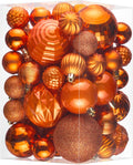 JORNOY Christmas Tree Ornaments Set, 47 Pack Assorted Shatterproof Hanging Balls Decorations, Thanksgiving Plastic Bulbs Bulk with Lanyard for Home Holiday Party Decor, 3-Sizes (Orange)