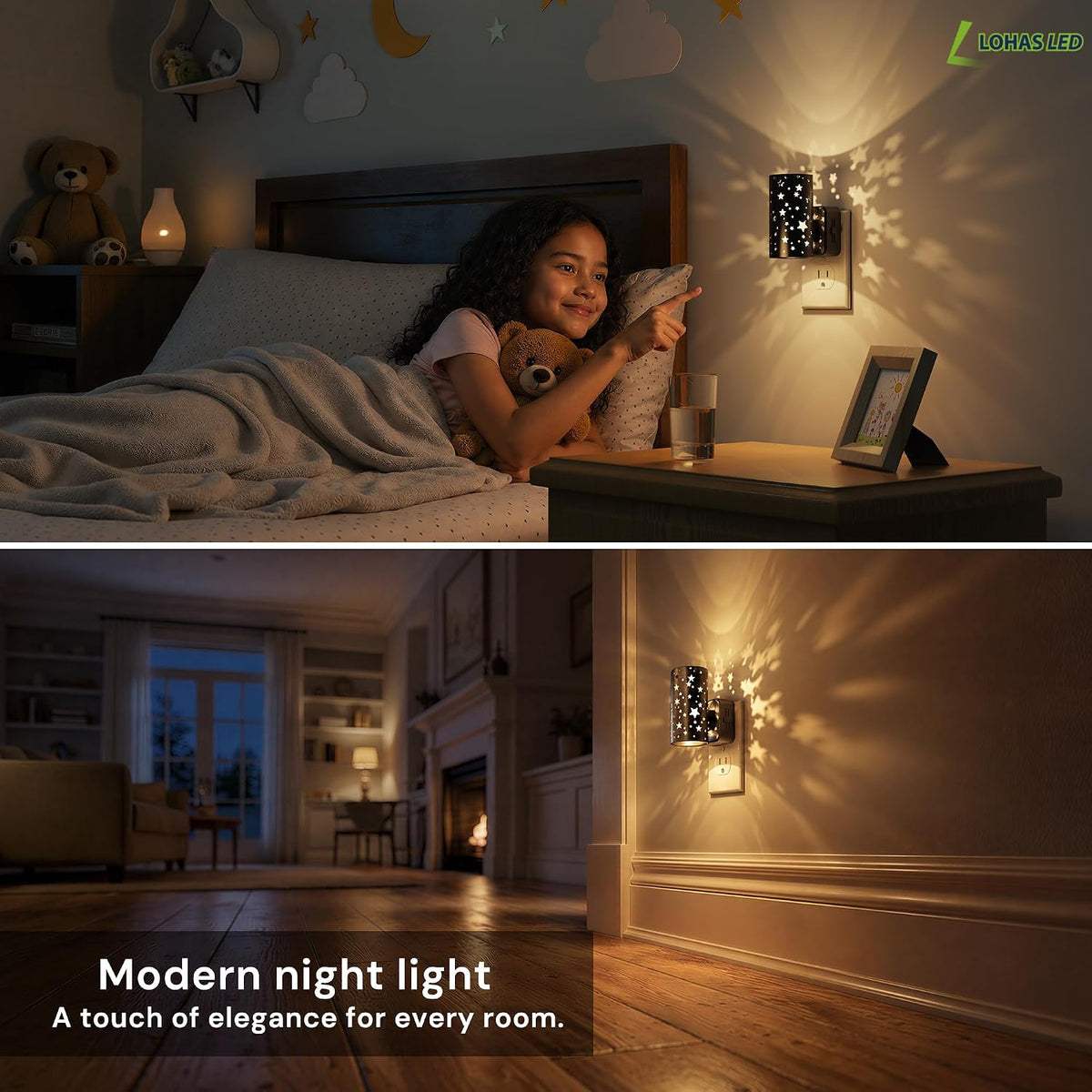 L LOHAS LED Night Light, Night Lights Plug into Wall,Star Nightlights,3000K