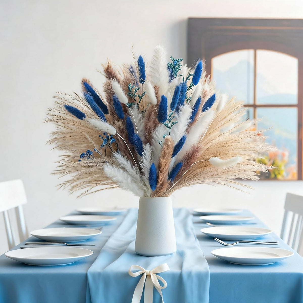 Natural Blue Pampas Grass Bulk Fluffy Dried Plants