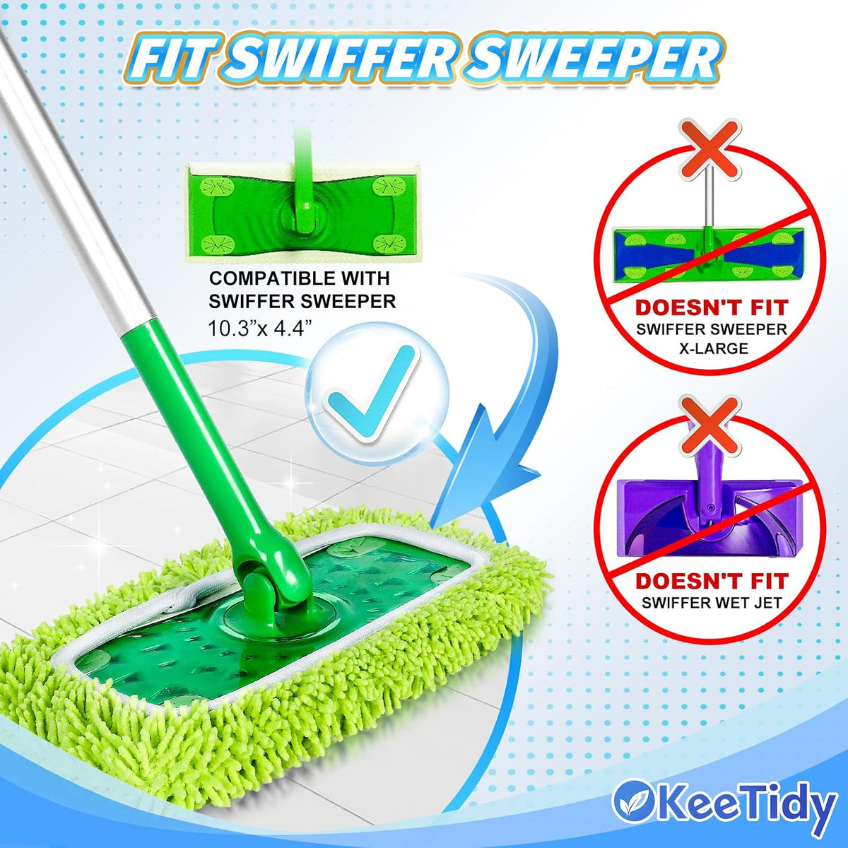 Reusable Microfiber Mop Pad Compatible with Swiffer Mop & Go Deluxe 2-in-1