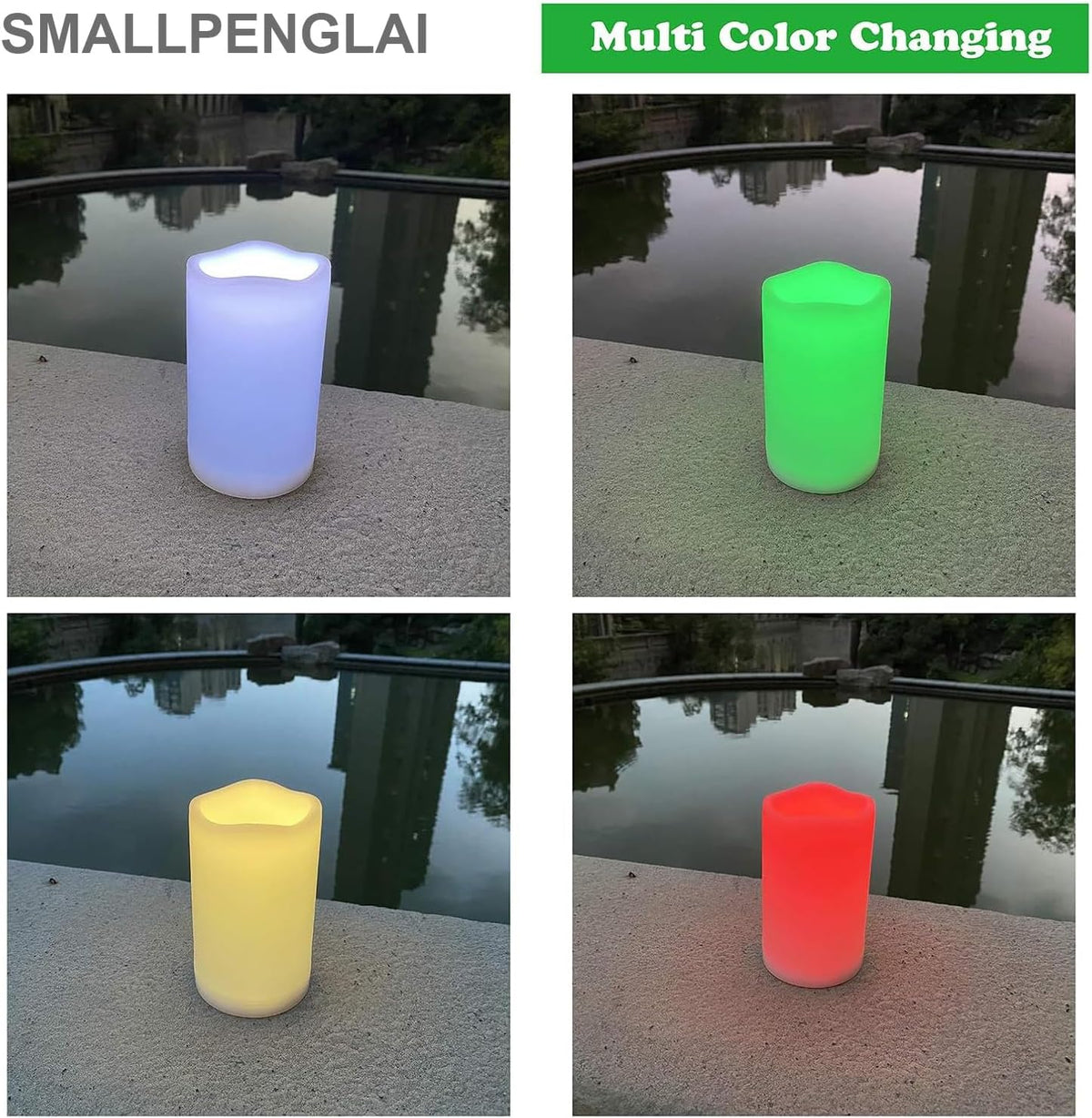 2 Pack Color Changing LED Flameless Pillar Candles with Remote, 3” x 4”