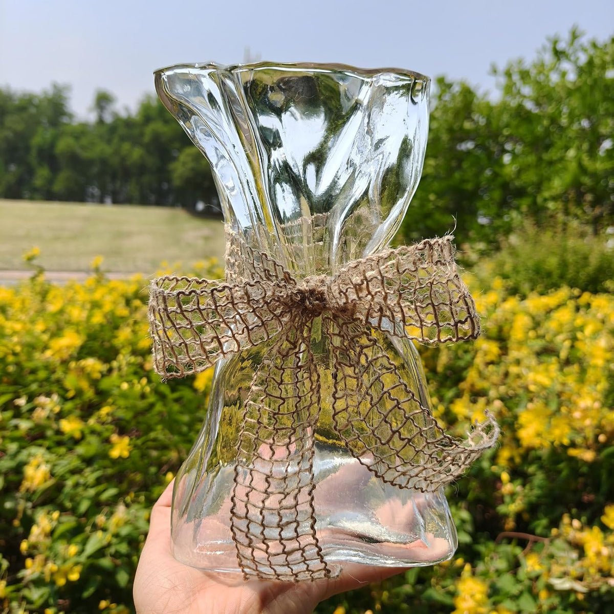 Transparent Irregular Shaped Modern Minimalist Glass Vase - Fashionable Multi-Use Home Decor for Flowers, Centerpiece, Kitchen, Office, Wedding & Holiday