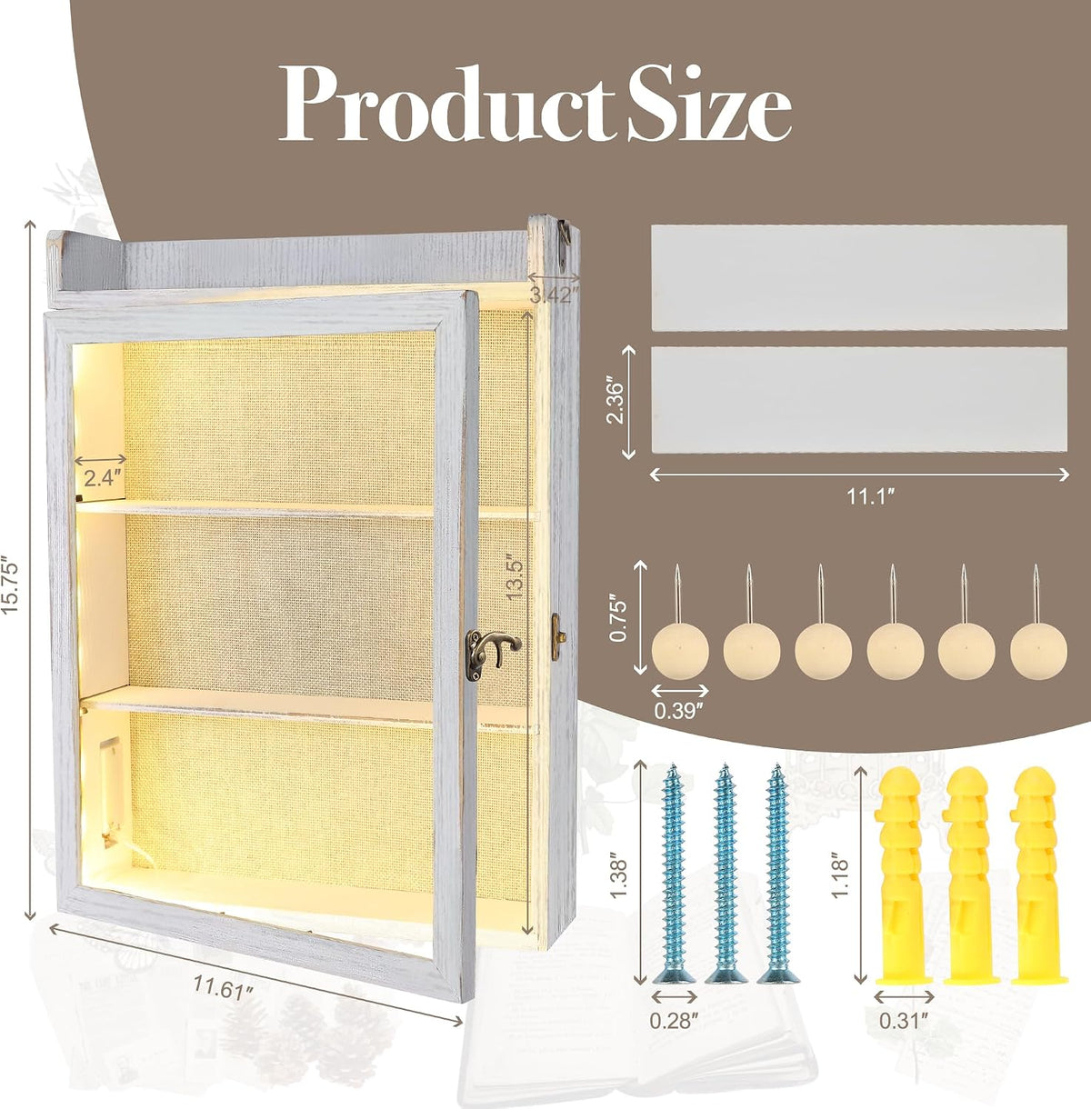 11x16 Shadow Box Frame with Shelves, Wedding Display Case, White