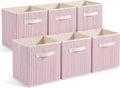 Amyhill 6 Pack Pink Striped Basics Collapsible Fabric Storage Bins