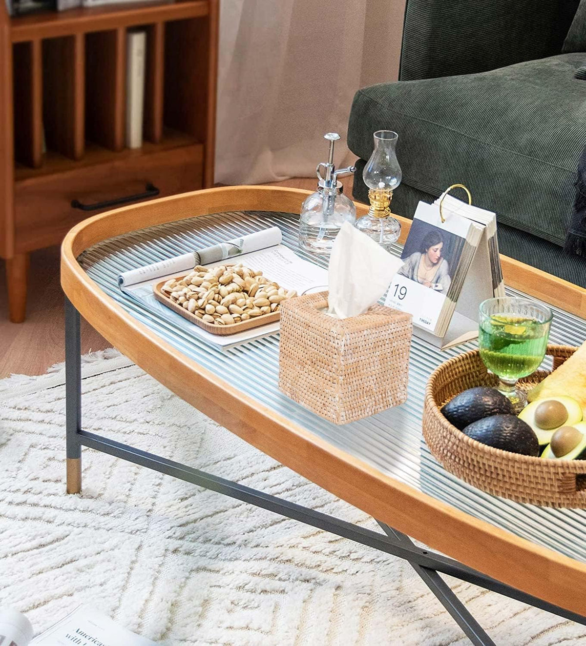 Livelab Rattan Tissue Box Cover Square, Hand Woven Natural Wicker Tissue Box Holder Organizer Farmhouse Country Decor 5.5"X5.5"X5.7" Whitewash