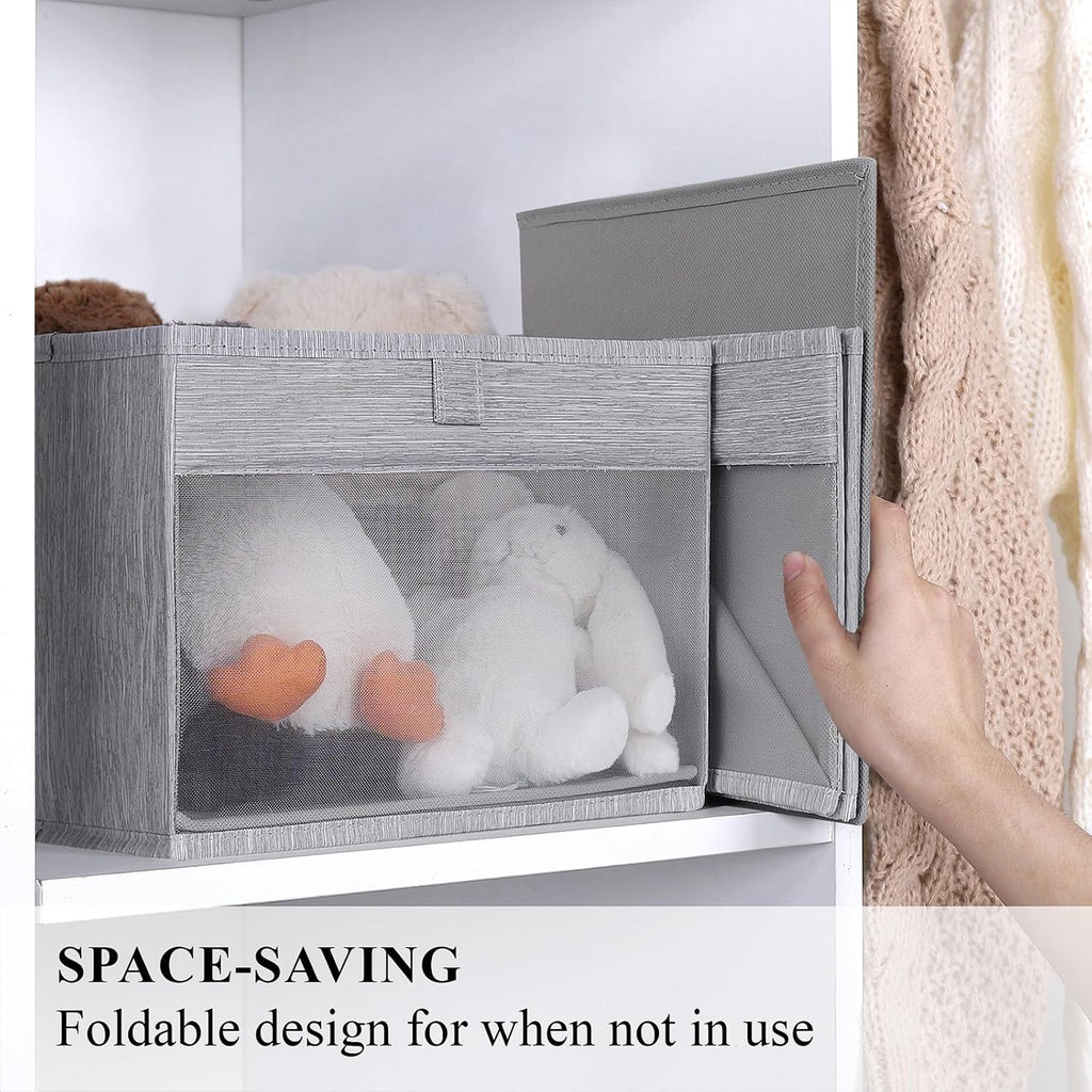 WUIKE Clear Window Storage for Dorm, Light Gray, Medium, 3-Pack
