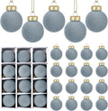 Booson 24 Pcs Velvet Christmas Balls Flocked Xmas Tree Hanging Ornaments