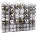 87ct Christmas Ball Ornaments Set Shatterproof Seasonal Hanging Decorations with Reusable Hand-held Gift Package for Xmas Tree Holiday Party and Home Decor, Silver