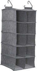Household Essentials 10 Pocket Double Hang Canvas Shoe Organizer Side‑by‑Side Hanging Storage, Gray
