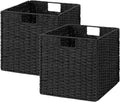 StorageWorks 13 inch Black Wicker Basket for Storage, Foldable Black Basket