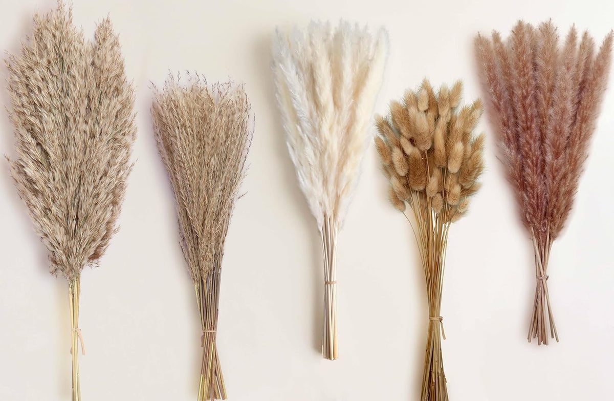 115 Stems Dried Pampas Grass, Natural Boho Table Decor Length 17"