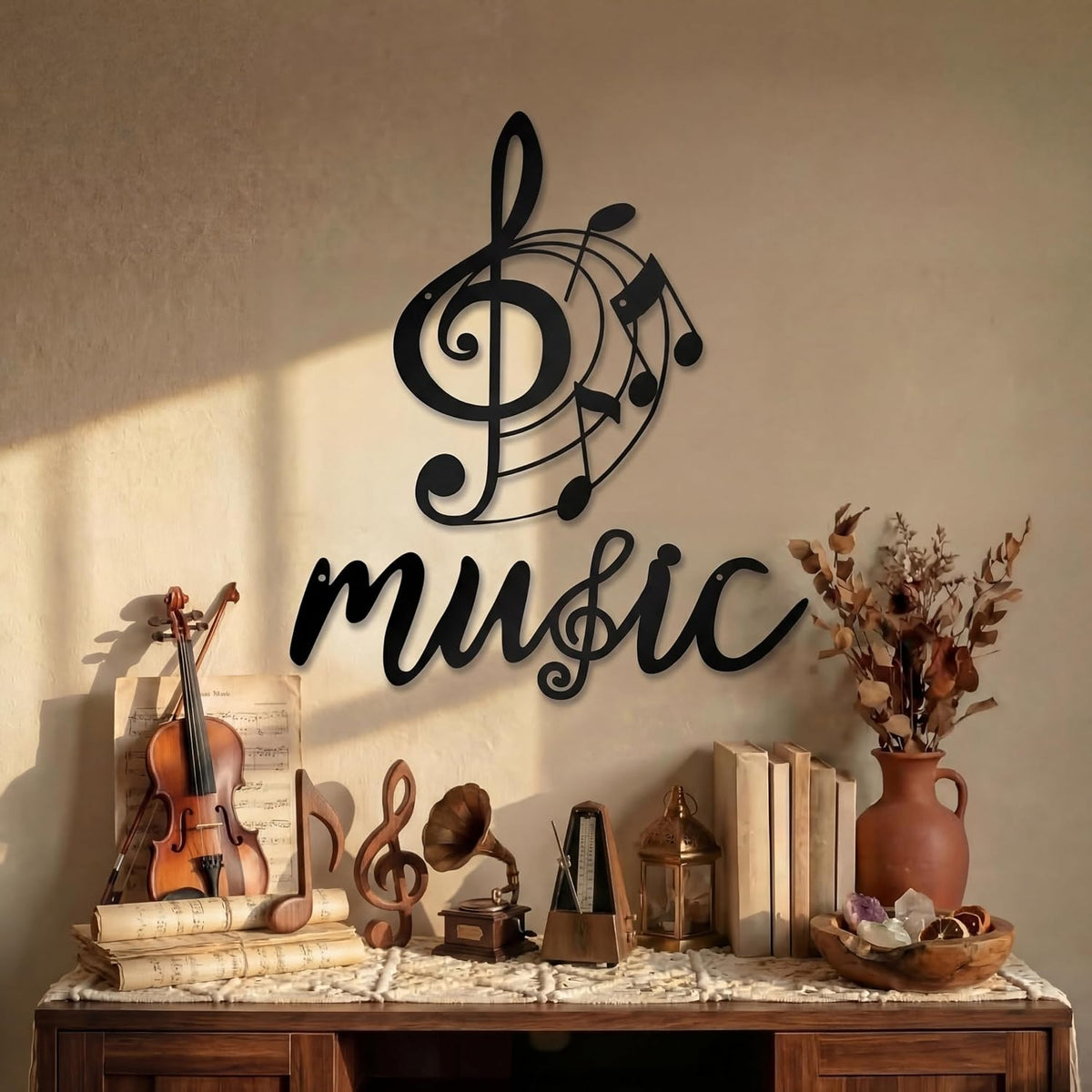 Zhengmy 2 Pcs Metal Music Note Wall Decor Musical Notes Art Sign Decoration