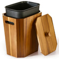 BLUEWEST Acacia Wooden Trash Can with Lid for Bathroom, Bedroom and Office