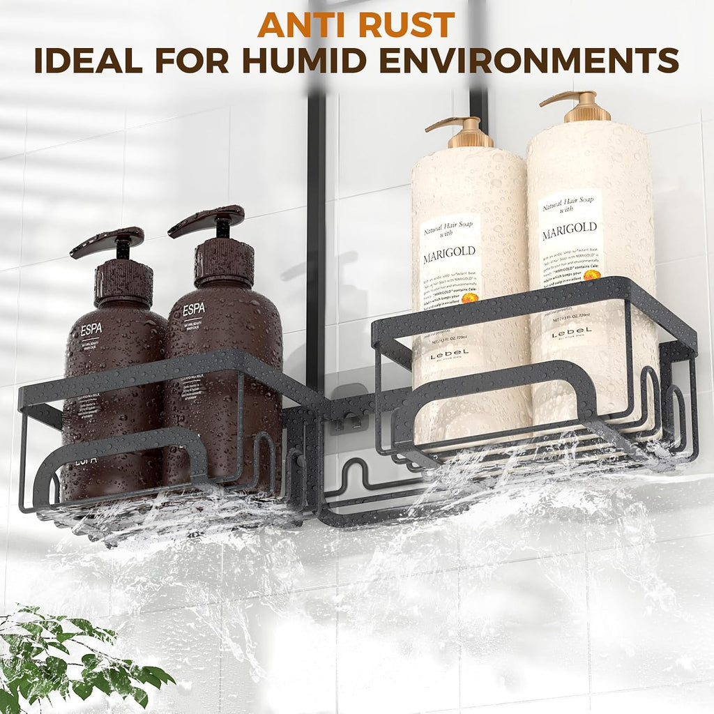 REINHARDT Split Shower Caddy Hanging for Handheld Showerheads, Black