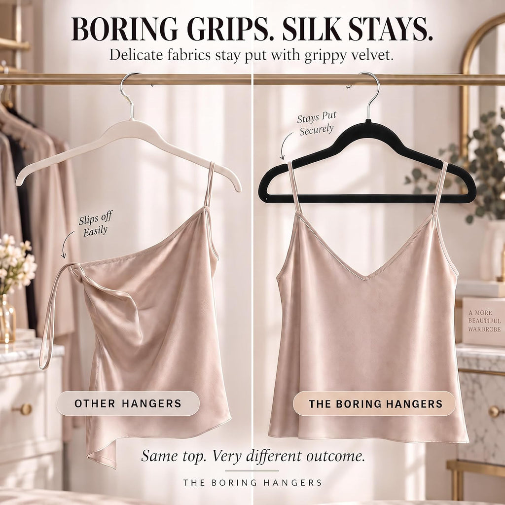 66 Pack Black Velvet Hangers Non Slip, Felt Hangers