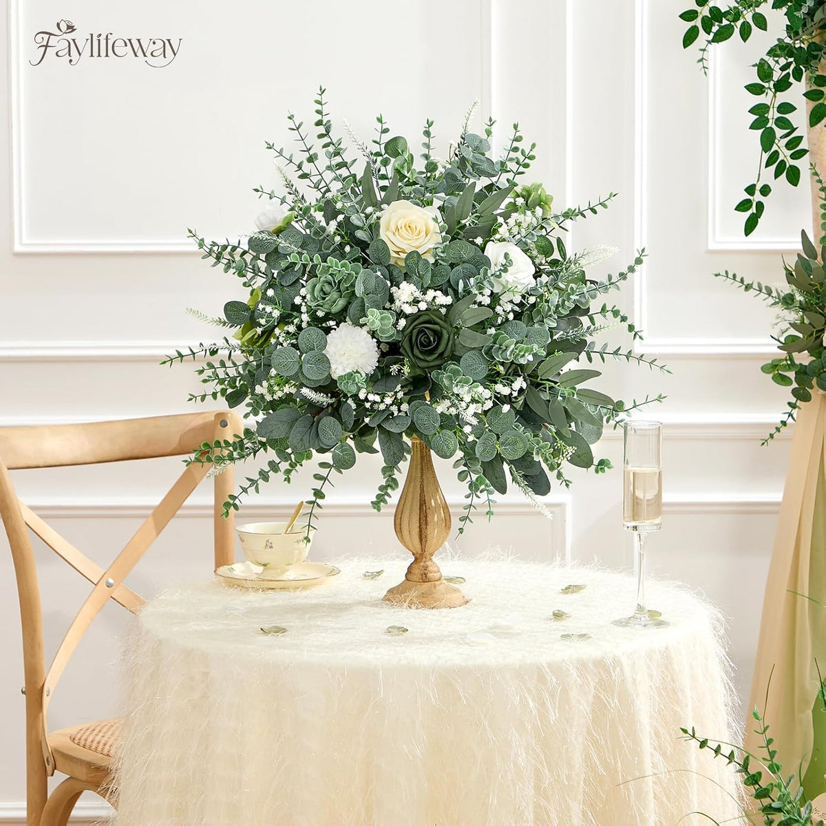 150Pcs Greenery Eucalyptus Stems &Baby Breath Artificial Flowers