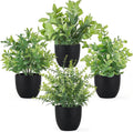 Mkono 4 Packs Fake Plants Mini Artificial Potted Plant Home Decor Indoor