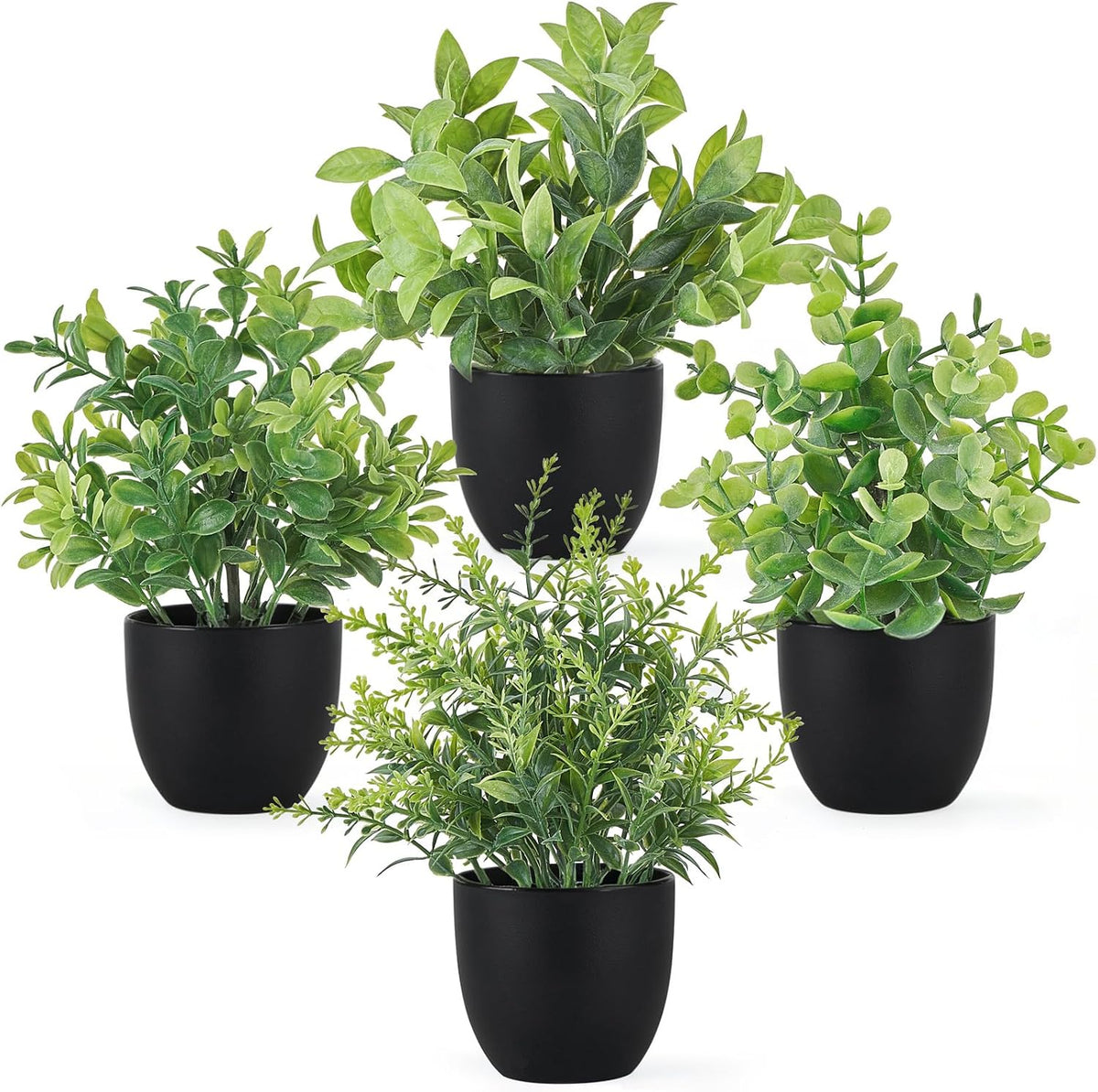 Mkono 4 Packs Fake Plants Mini Artificial Potted Plant Home Decor Indoor