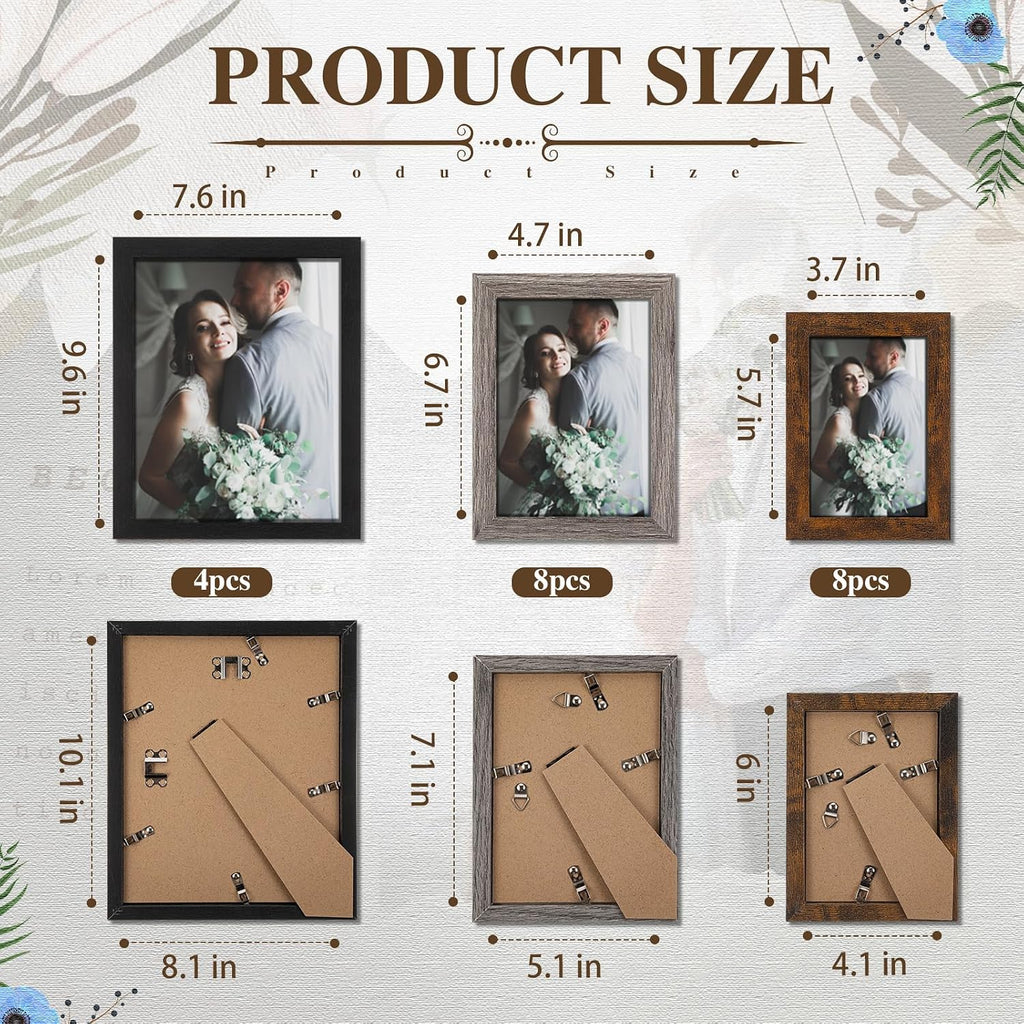 Namalu 20 Pcs Gallery Wall Frames Set Rustic Picture Frames Collage Assorted Photo Wall Decor Pack for Hanging or Tabletop Display Multi Sizes with 8 x 10, 5 x 7, 4 x 6 (Stylish Color)