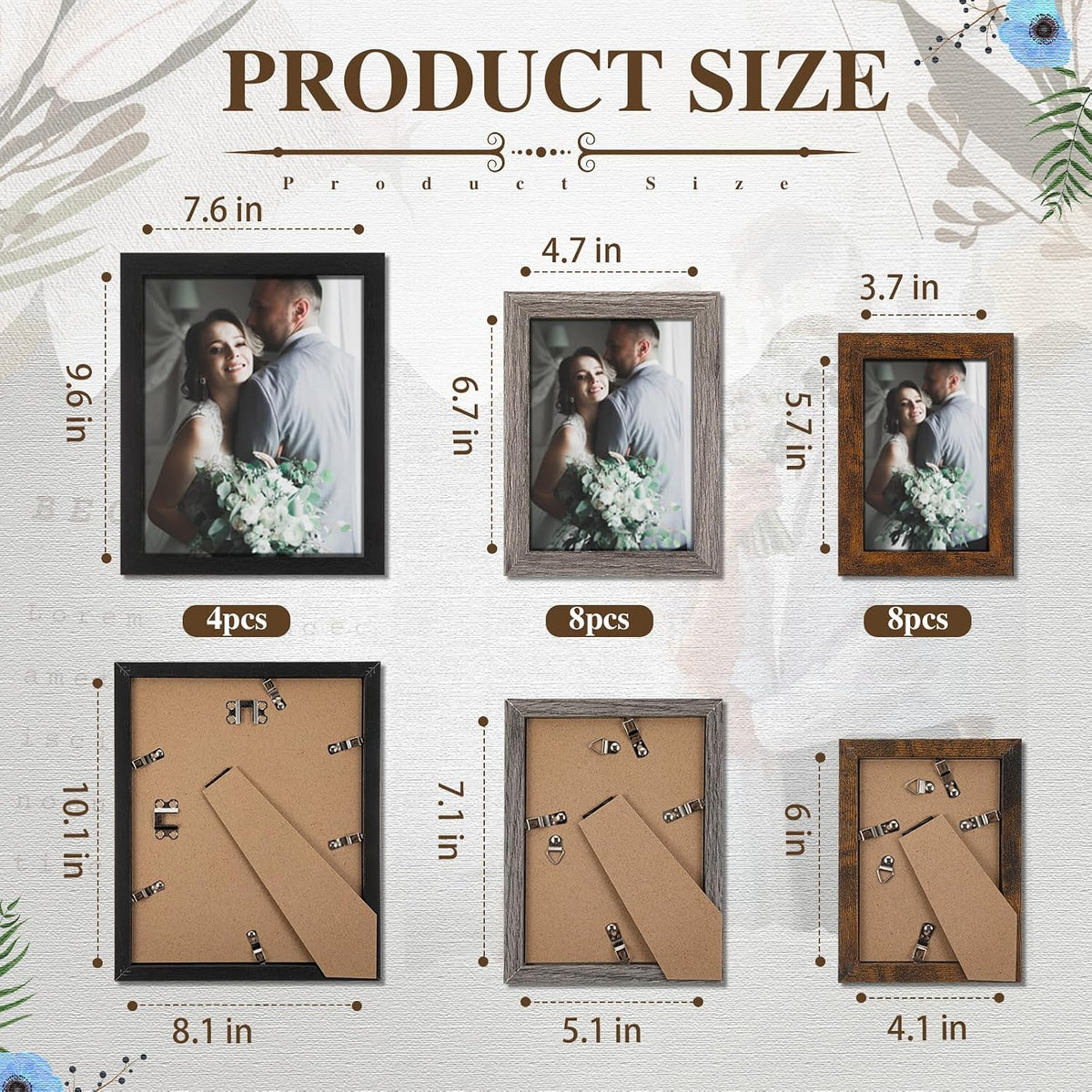 Namalu 20 Pcs Gallery Wall Frames Set Rustic Picture Frames Collage Assorted Photo Wall Decor Pack for Hanging or Tabletop Display Multi Sizes with 8 x 10, 5 x 7, 4 x 6 (Stylish Color)