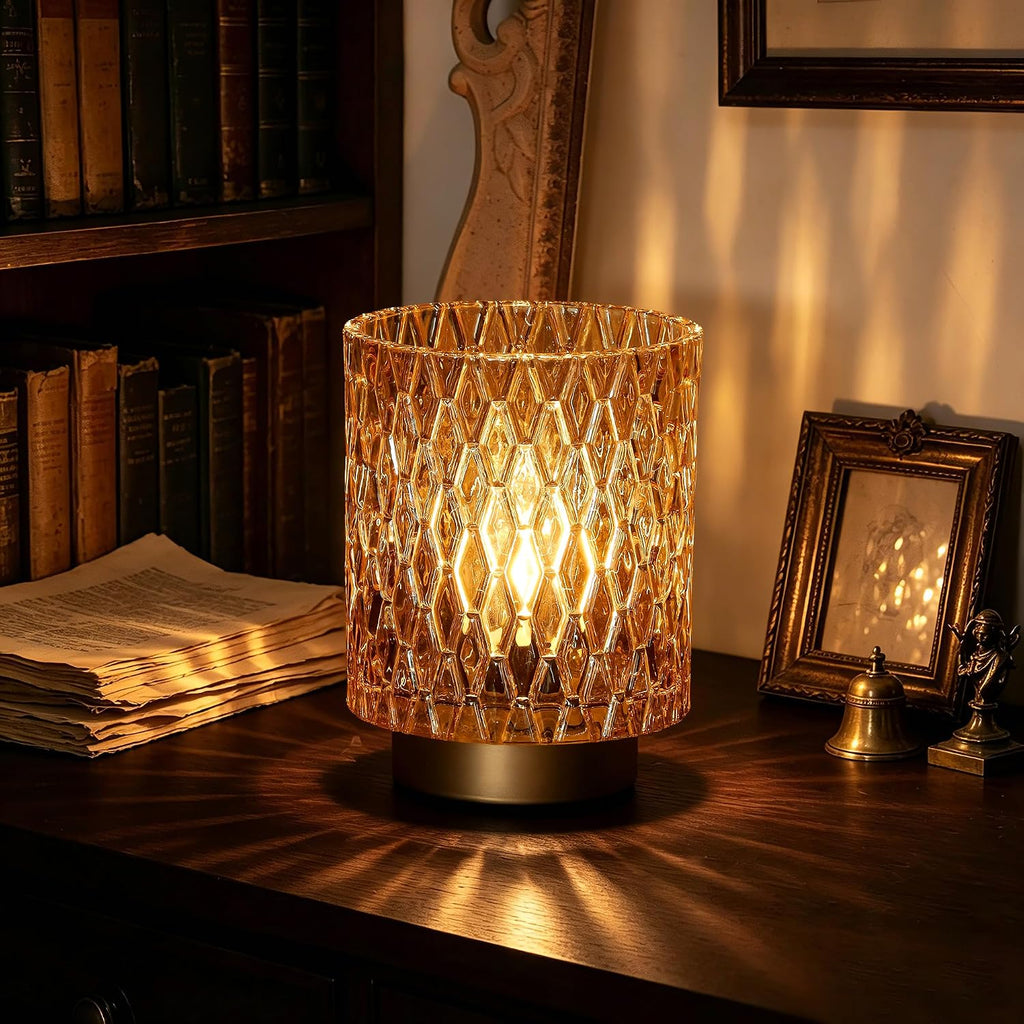 ULAROOM Battery Operated Table Lamp,Cordless Small Accent lamp, Amber