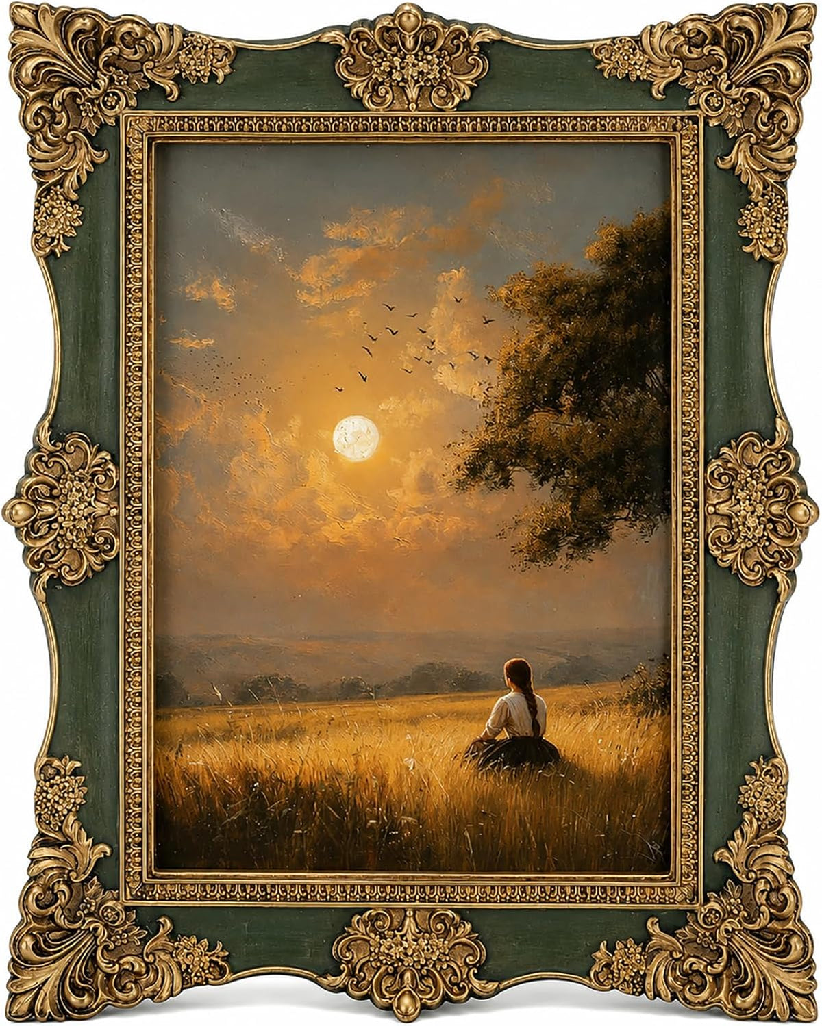 5x7 Vintage Picture Frames -5x 7 Antique Picture Frame, Ornate Frames 5 X 7 With Glass Front For Tabletop Photo Display And Wall Hanging, Victorian Poster Frame 5 By 7 (Lake Green, 5X7)