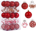2.36inch Clear Christmas Ball Ornaments Set, 30ct Red Christmas Ornaments