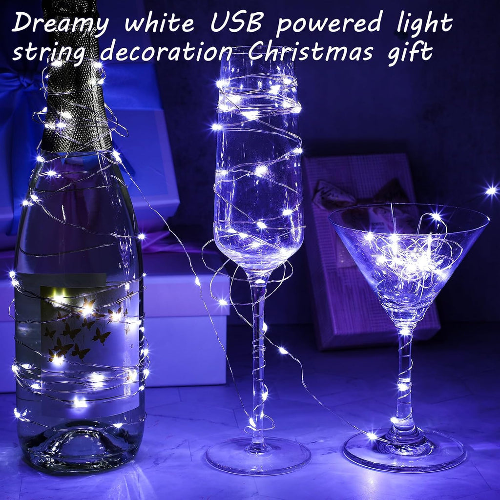 Macarrie 12 Pcs USB Fairy Lights 33ft 100 LED, White