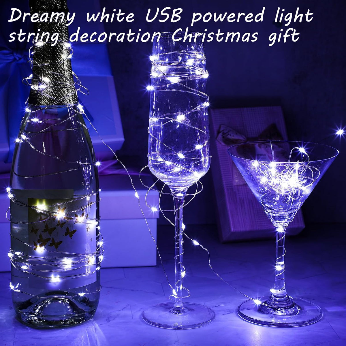 Macarrie 12 Pcs USB Fairy Lights 33ft 100 LED, White