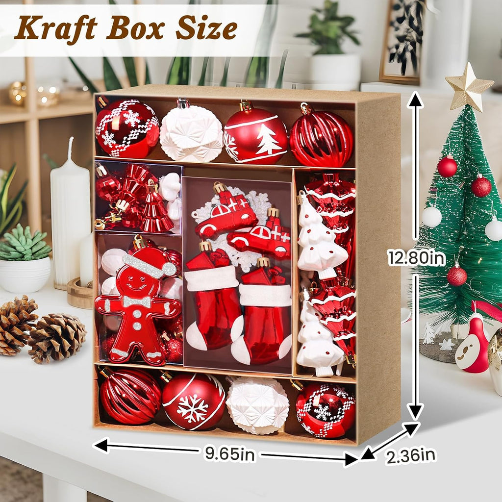 FestiveBliss Christmas Ornaments 71 Count, Christmas Balls