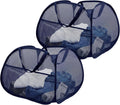 2 Pack Collapsible Foldable Laundry Baskets, 90L Large Durable Mesh Pop Up Hampers for Bedroom, Bathroom, Dorm, Laundry Room, Travel - Navy
