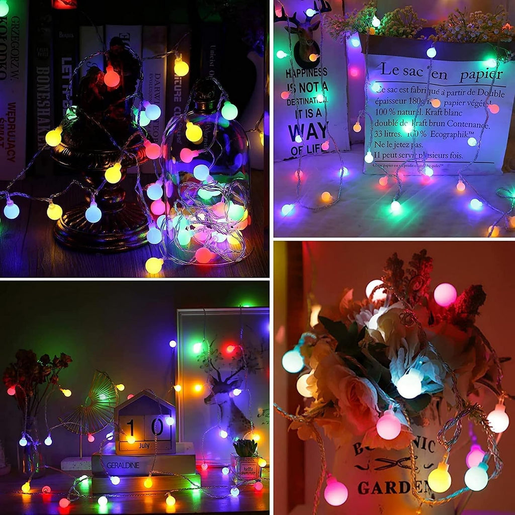 120LED Fairy Lights Plug in, 39ft Multicolored Globe String Lights Indoor