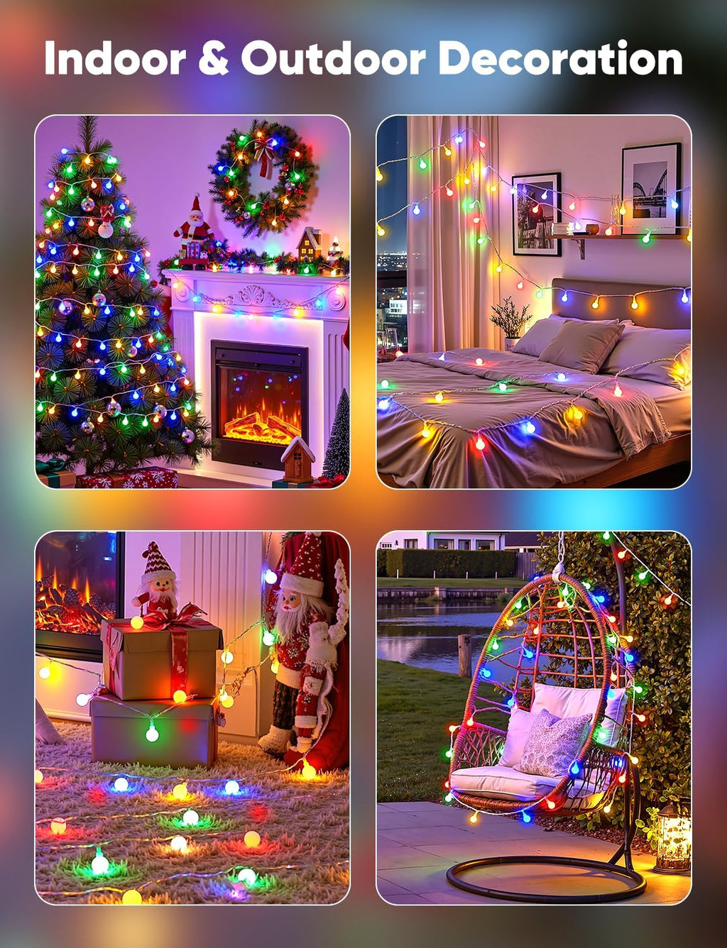 Minetom Multicolor Globe String Lights, 33 Feet 100 Led Fairy Lights
