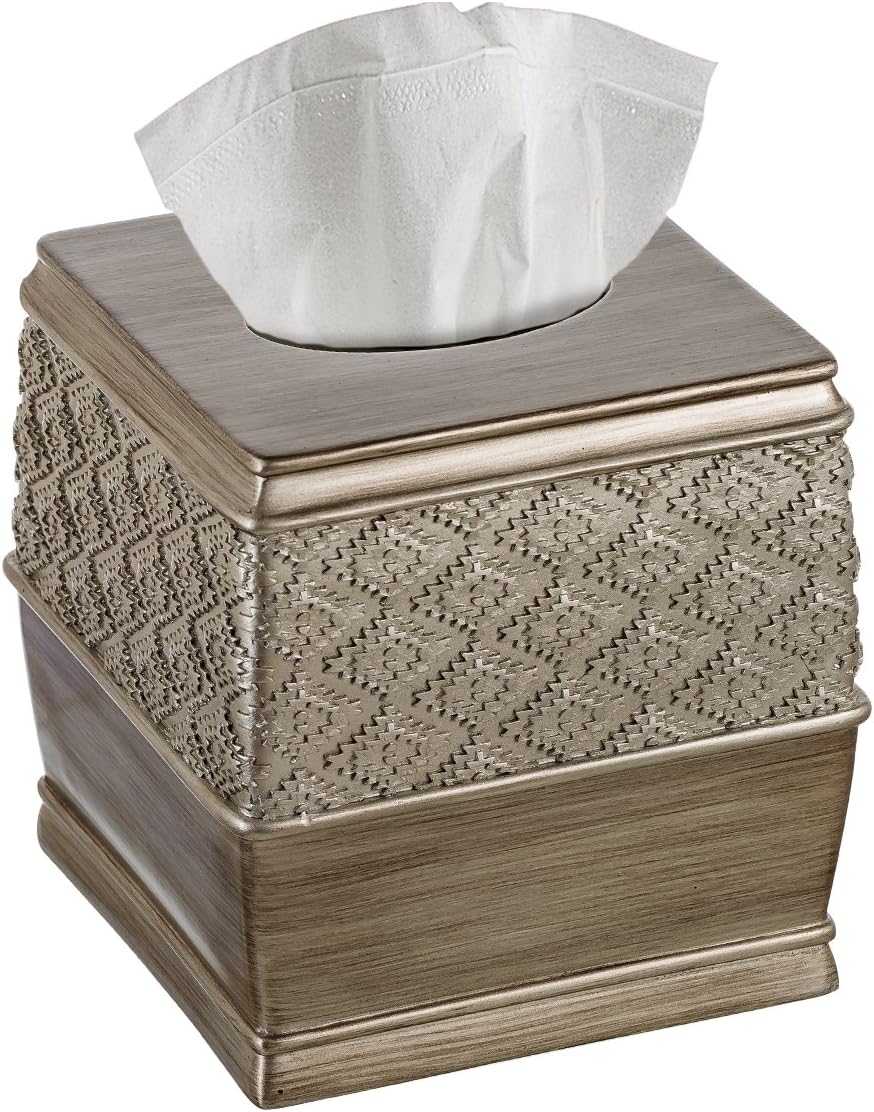 Dublin Silver Square Resin Tissue Box Cover