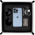 VLANDO Valet Tray, Foldable PU Leather Catchall Tray, Black