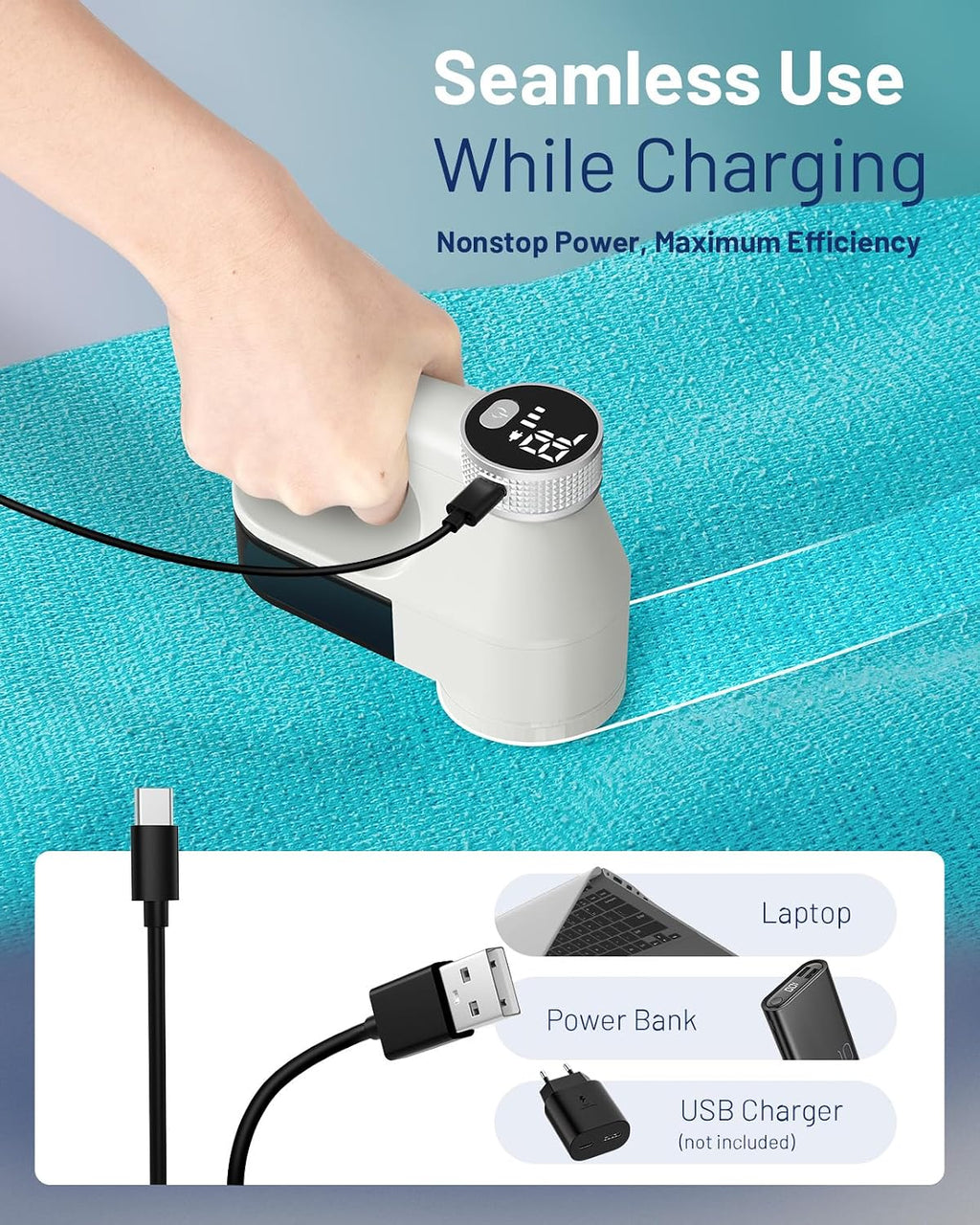 BEAUTURAL Fabric Shaver and Lint Remover, Rechargeable Sweater Defuzzer
