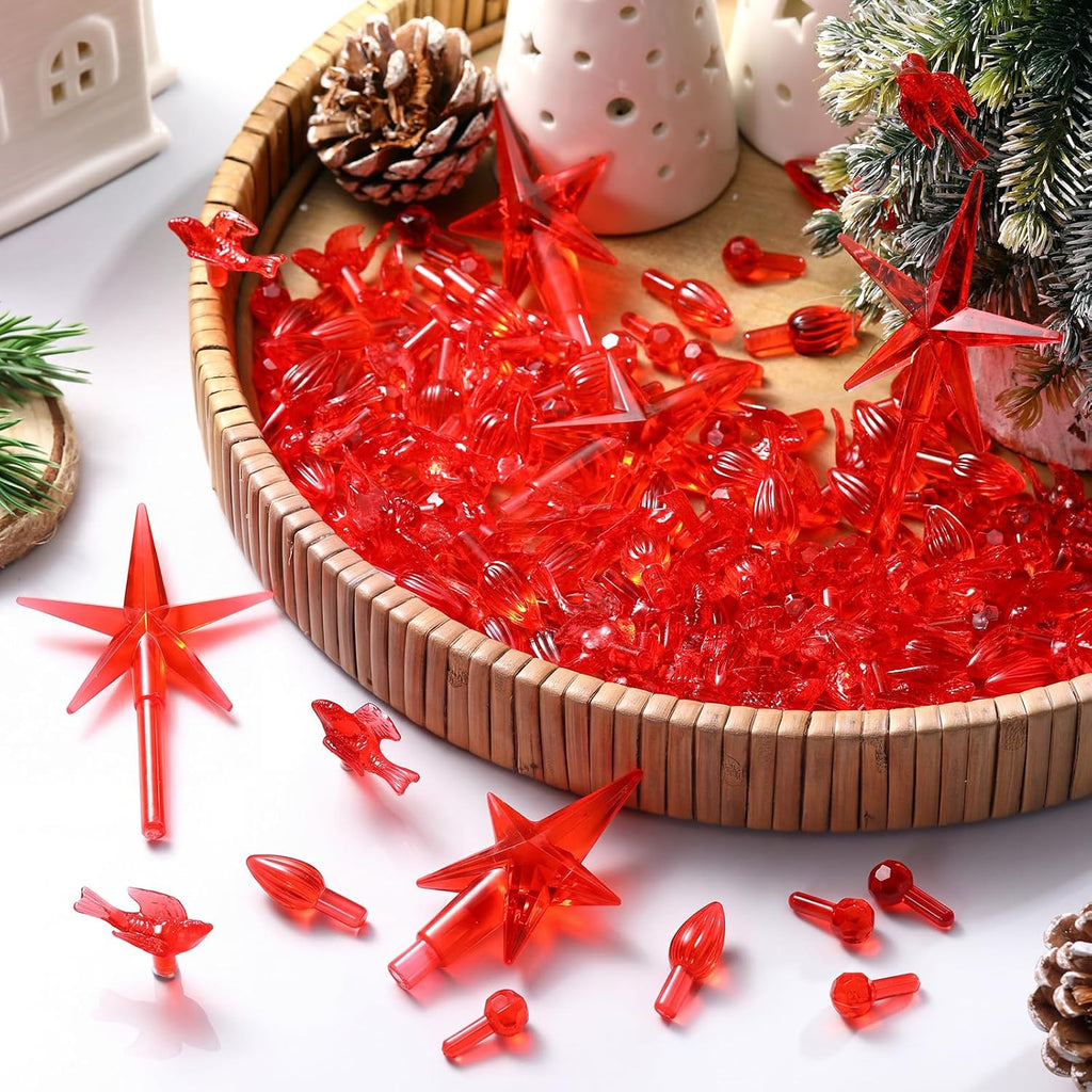 186 Pcs Ceramic Christmas Tree Replacement Lights Set, Red Color, Stylish