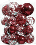 Wironlst Christmas Ball Ornaments Shatterproof Clear Large Plastic Hanging Ball Decorative Baubles Set with Stuffed Delicate Decorations (Multi-Siz, Burgundy)
