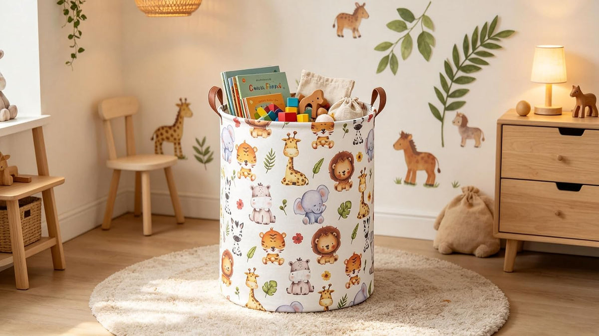 Kids Laundry Hamper,Baby Laundry Basket Animal Storage Baskets for Kids Room Decor,Nursery Hamper,Bedroom,Toy Organizer,(Cute Animal)