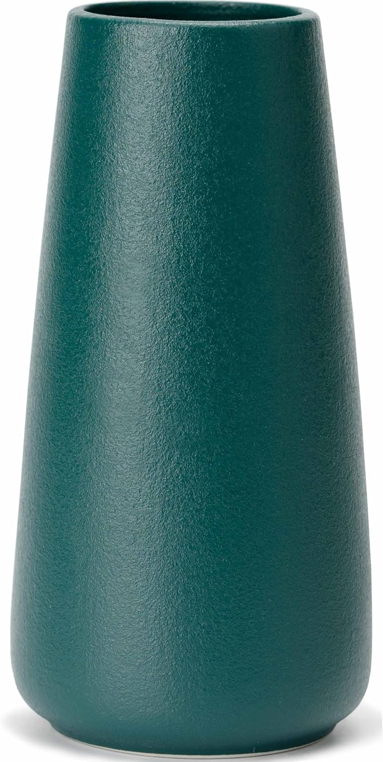 Simple Boho Ceramic Flower Vase for Home Decor (Green,Big)