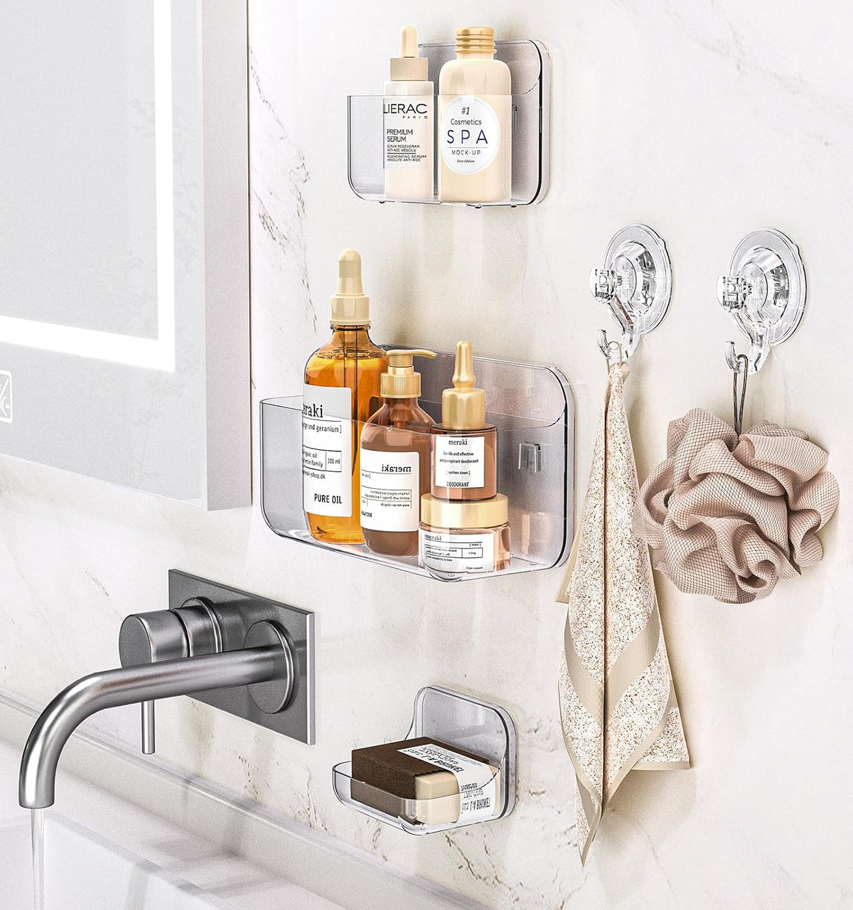 Shower Shelves 5 Pack Clear Acrylic Bathroom Organizer Caddy