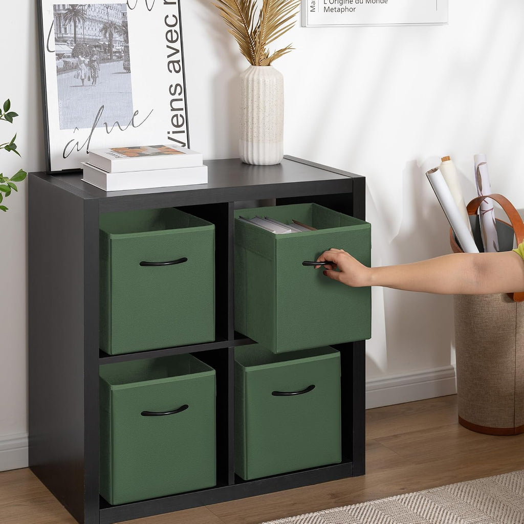 StorageWorks 11in Leather Storage Cubes, Cube Organizer Bins, Green, 4-Pack