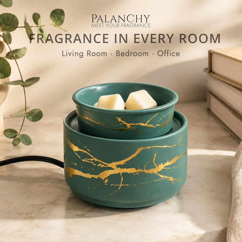 PALANCHY Green Wax Melt Warmer for Scented Wax with Gold Lightning Accents