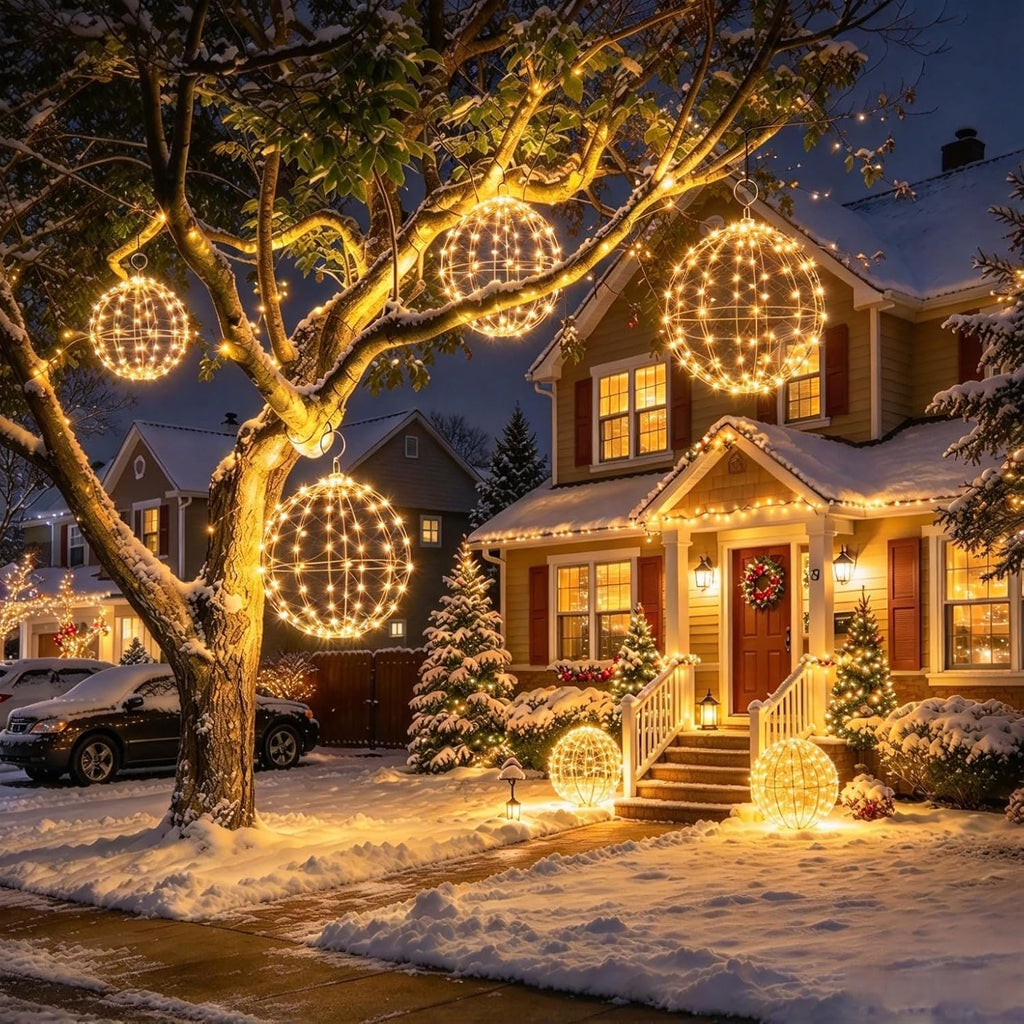 Joomer Battery Christmas Ball Lights, 13in & 11in Foldable Sphere Lights